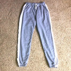 Gray Joggers with white stripe